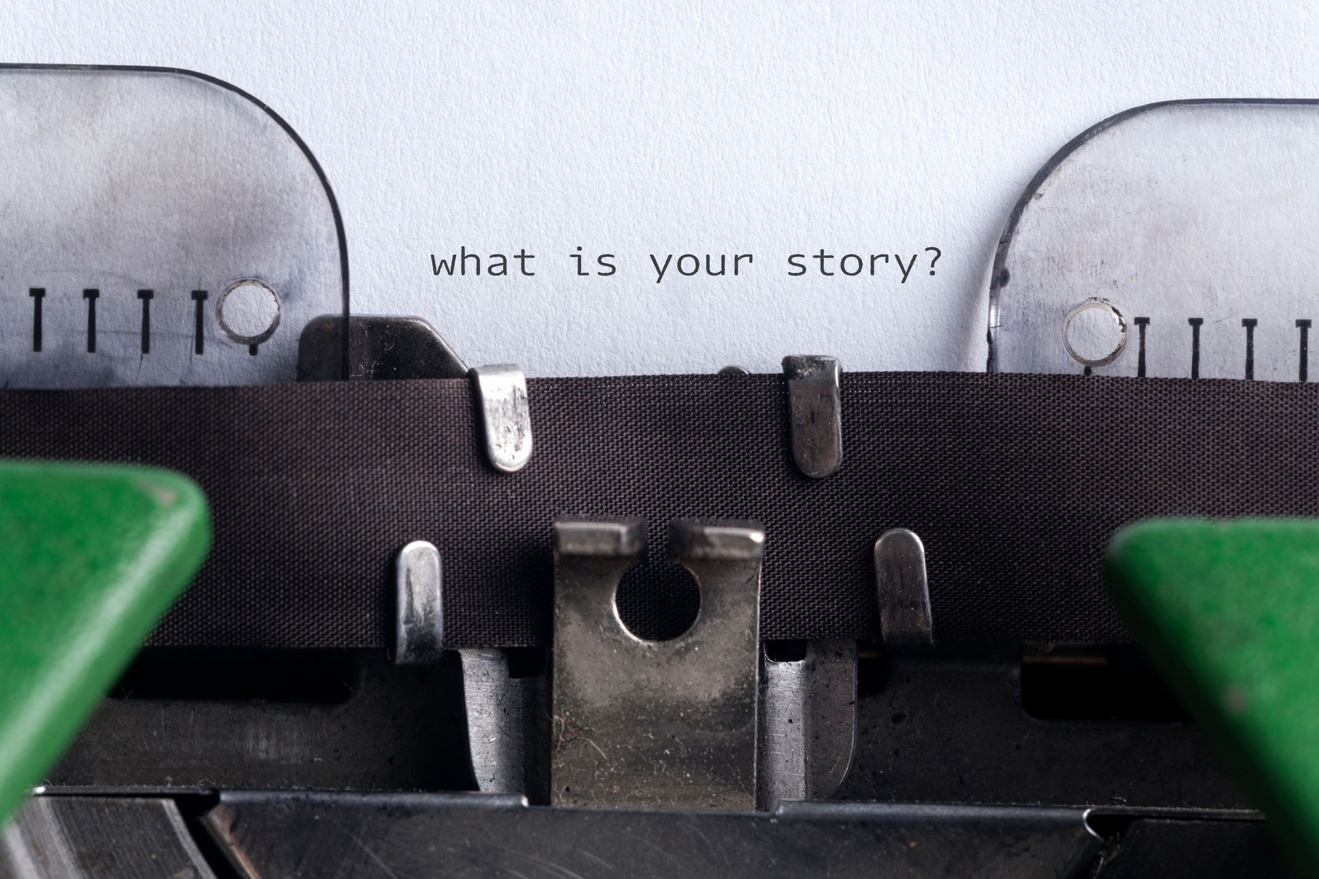 What's your story? The text is typed on paper with an old typewriter